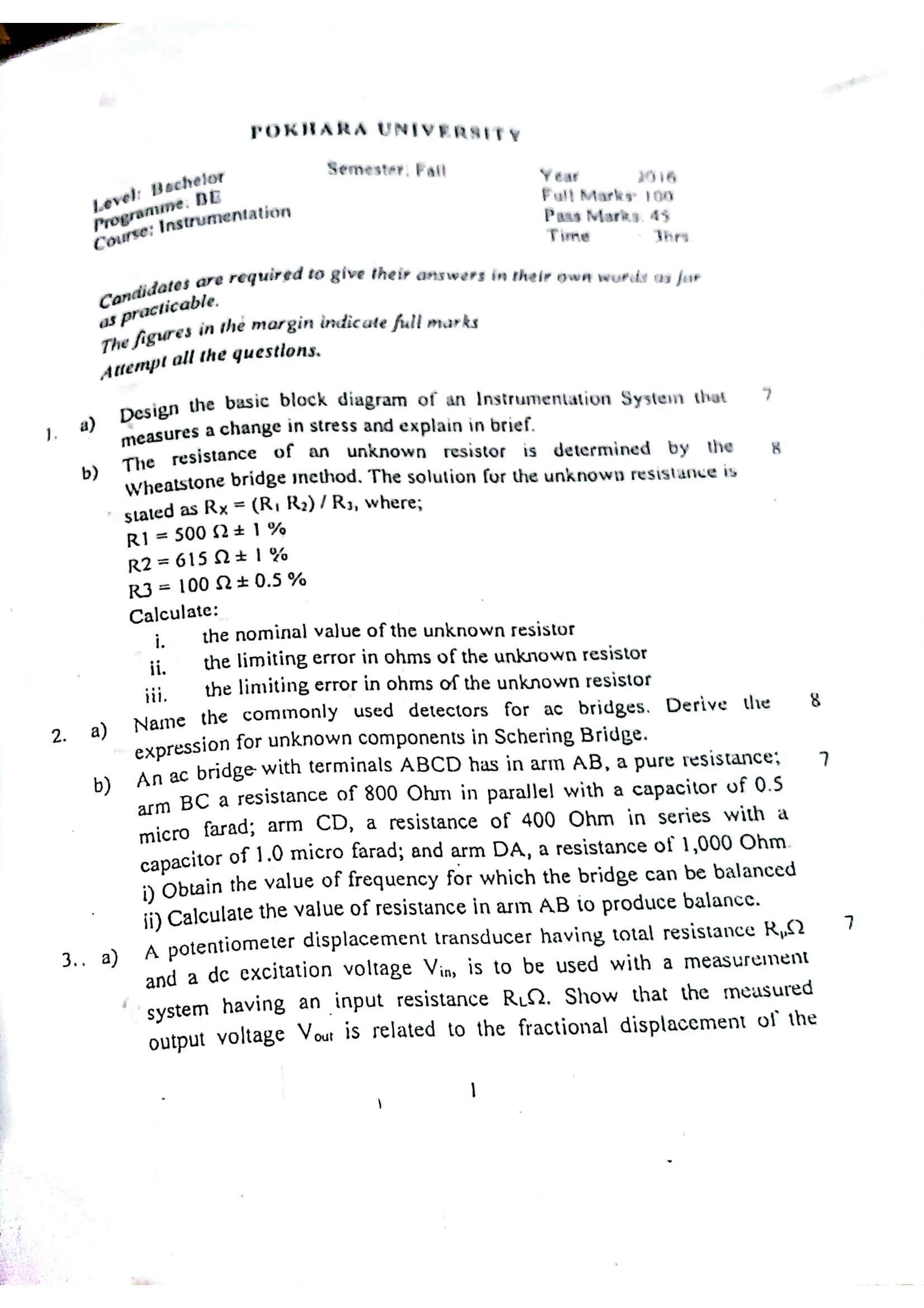 Sets Questions Instruments Instrumentation Questions | Notestation