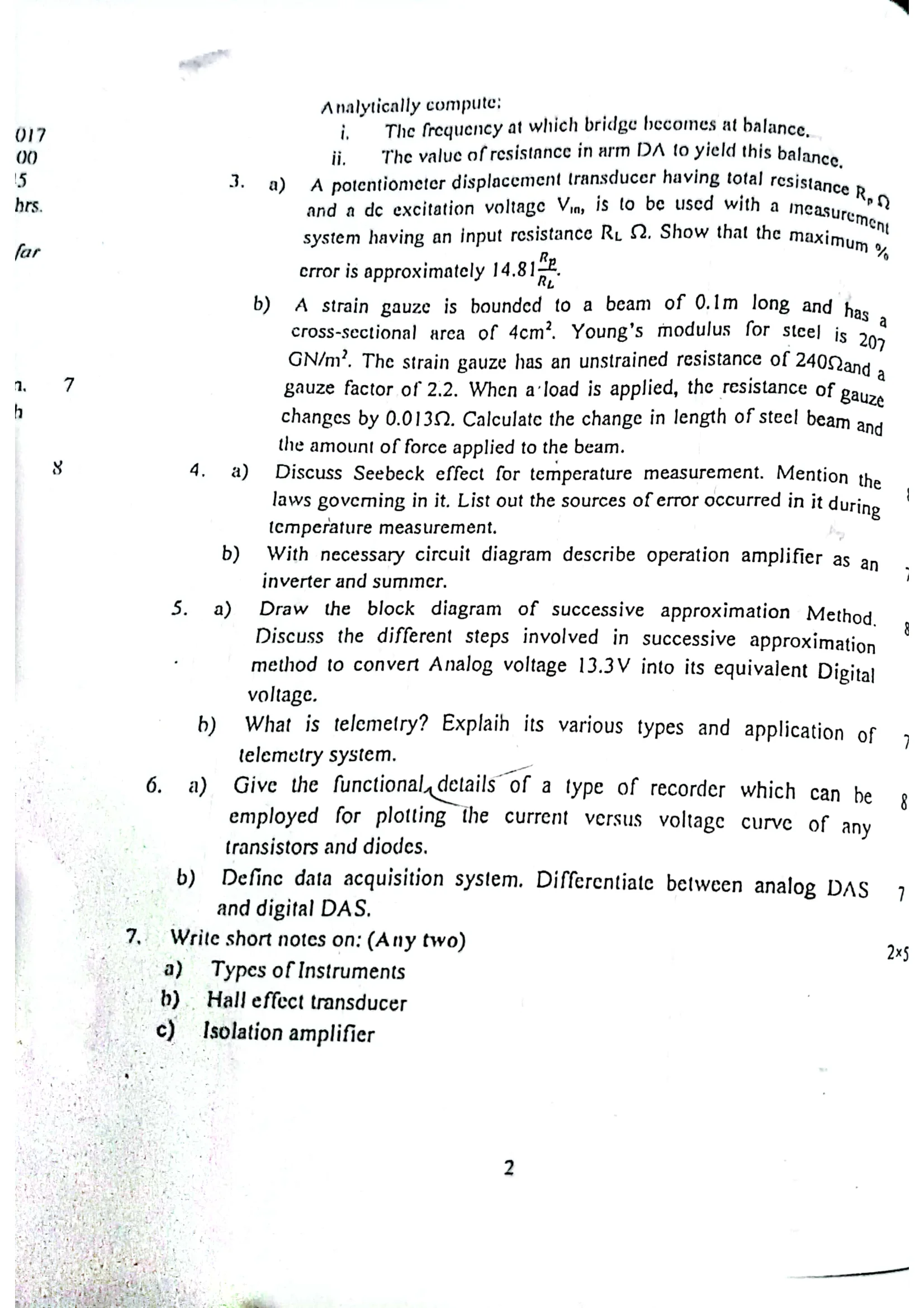 Sets Questions Instruments Instrumentation Questions | Notestation